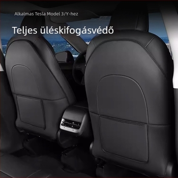Hátsó ülés anti-kopás párna Tesla Model Y/3 — egész évben használható, ultrafin bőr, szivacs töltet, egyszínű minta, logó nyomtatás