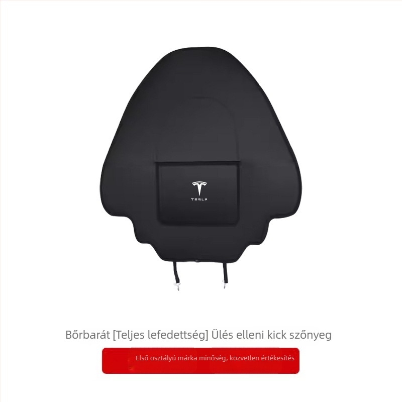 Hátsó ülés anti-kopás párna Tesla Model Y/3 — egész évben használható, ultrafin bőr, szivacs töltet, egyszínű minta, logó nyomtatás