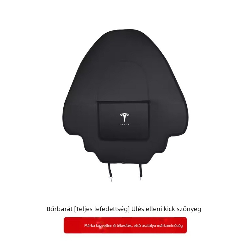Hátsó ülés anti-kopás párna Tesla Model Y/3 — egész évben használható, ultrafin bőr, szivacs töltet, egyszínű minta, logó nyomtatás