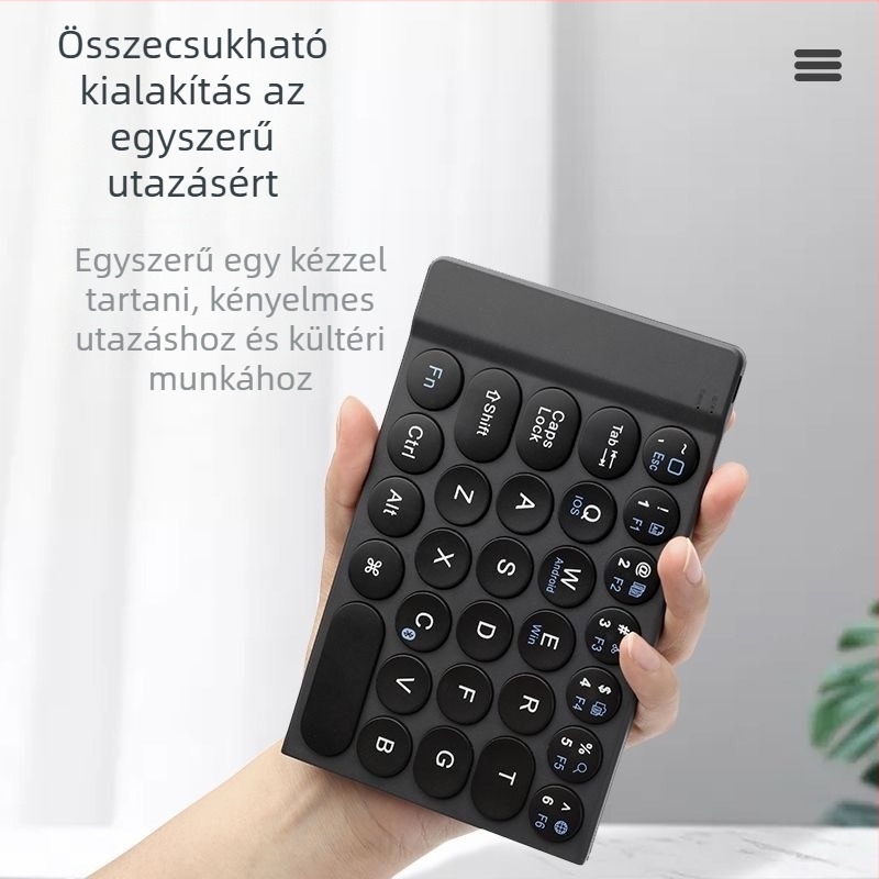 Bluetooth összecsukható billentyűzet, hordozható és könnyű, mágneses összecsukható kialakítás, Type-C csatlakozás, körülbelül 150 g, kompatibilis három operációs rendszerrel
