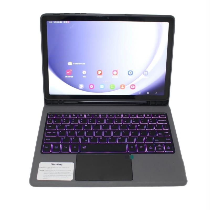 Bőr billentyűzet csuklós zsanérral a Samsung Galaxy Tab A11 Plus és A9 Plushoz – Type-C interfész, Bluetooth, OEM feldolgozás