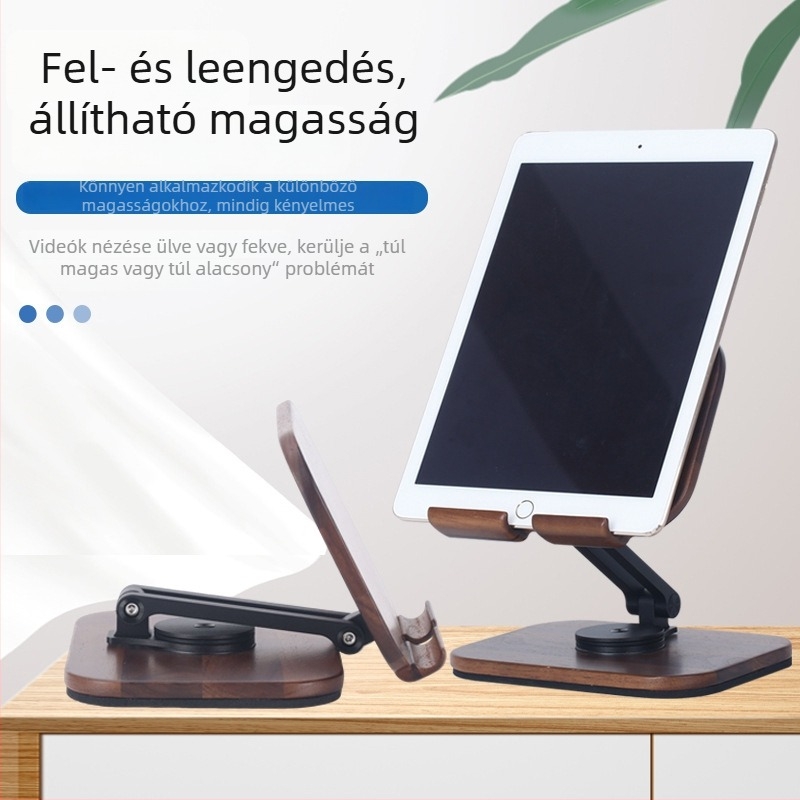 Összecsukható asztali tartó tabletához és telefonhoz, 360°-os forgás, hordozható, rezgéscsillapító