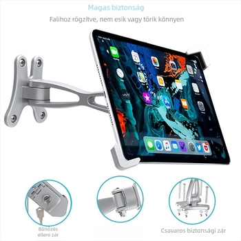 iPad és iPad Mini számára tabletta alap/állvány, modell H85A+C120, tömege 600 g, anyag: hardware és silica gel