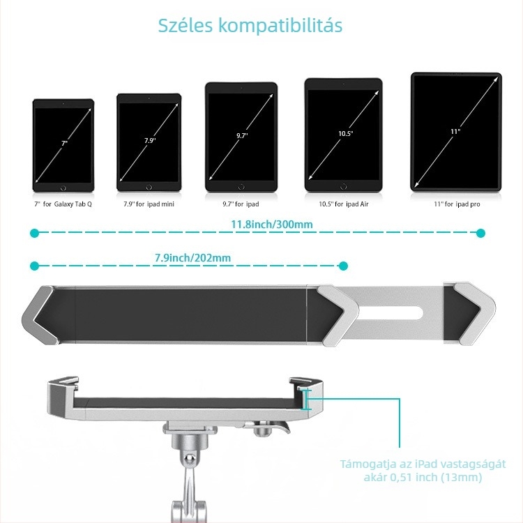 iPad és iPad Mini számára tabletta alap/állvány, modell H85A+C120, tömege 600 g, anyag: hardware és silica gel