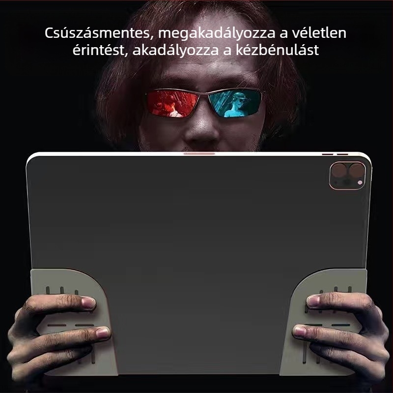 Tablethez készült szilikon markolat, Z24A modell, univerzális illeszkedés, öntapadós rögzítés, sík markolat, mosható
