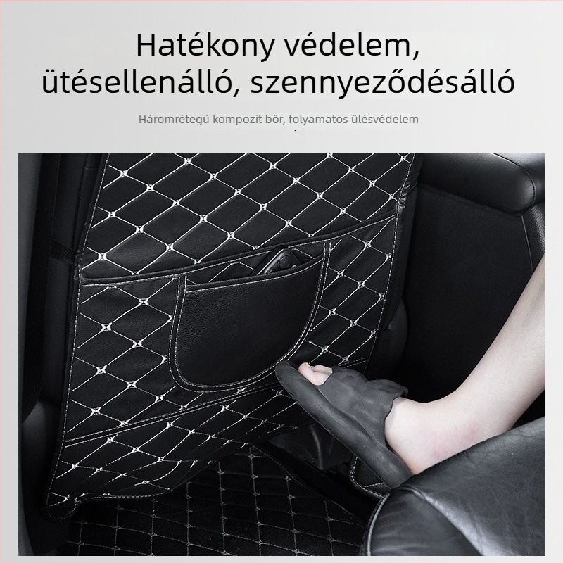 Autóülés hátul anti-ütés párna, gyerekvédelem, bőr tömés, hímzett minta, minden évszakban használható