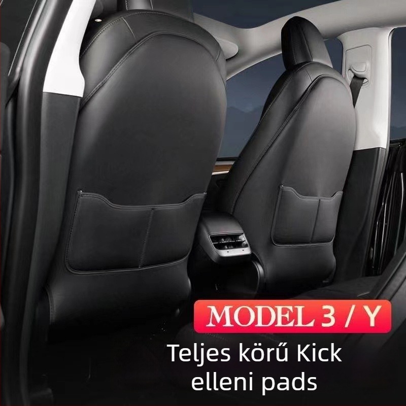 Tesla Model 3/Y ülés hátvédő párna – Enjoy the Journey, műbőr, szintetikus rost töltet, testreszabható, minimalist beltéri