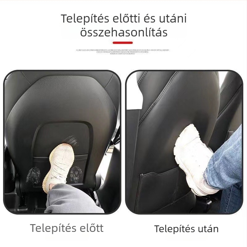Tesla Model 3/Y ülés hátvédő párna – Enjoy the Journey, műbőr, szintetikus rost töltet, testreszabható, minimalist beltéri