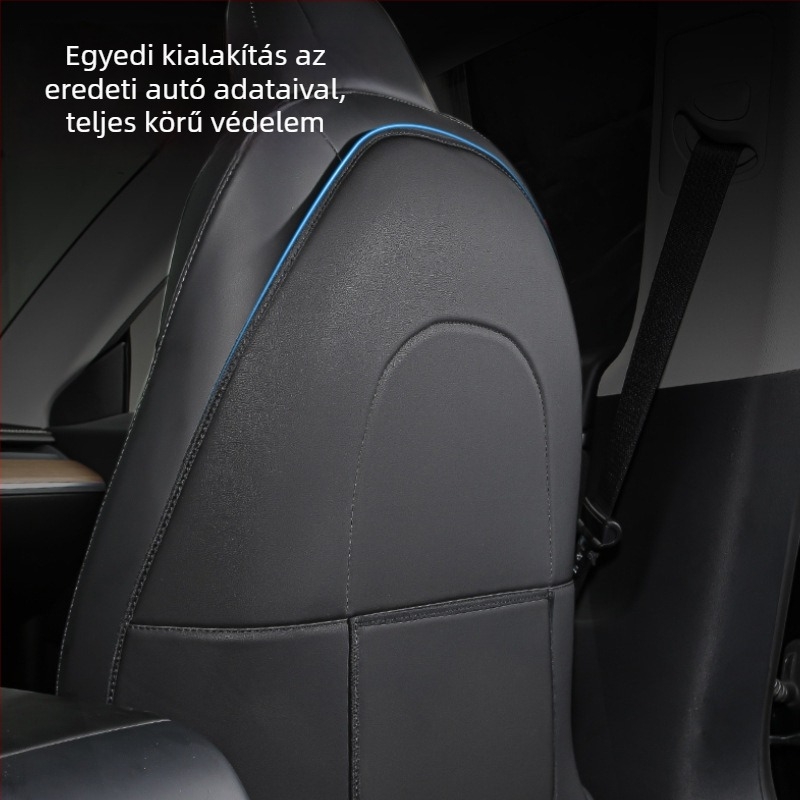 Tesla Model 3/Y ülés hátvédő párna – Enjoy the Journey, műbőr, szintetikus rost töltet, testreszabható, minimalist beltéri