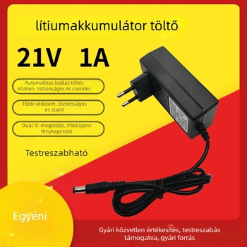 21V Li‑ion akkumulátor töltő, bemenet 100-240V, kimenet 21V