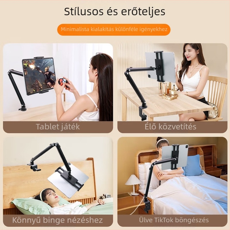 Fémes forgó tabletállvány asztali használatra, Modell BX-N06C2, Tömeg 0,665 kg