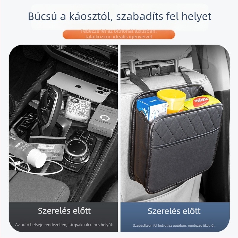 Üléstámla tároló – bőrből készült, vízálló, nyomásálló, akasztásra, általános célú