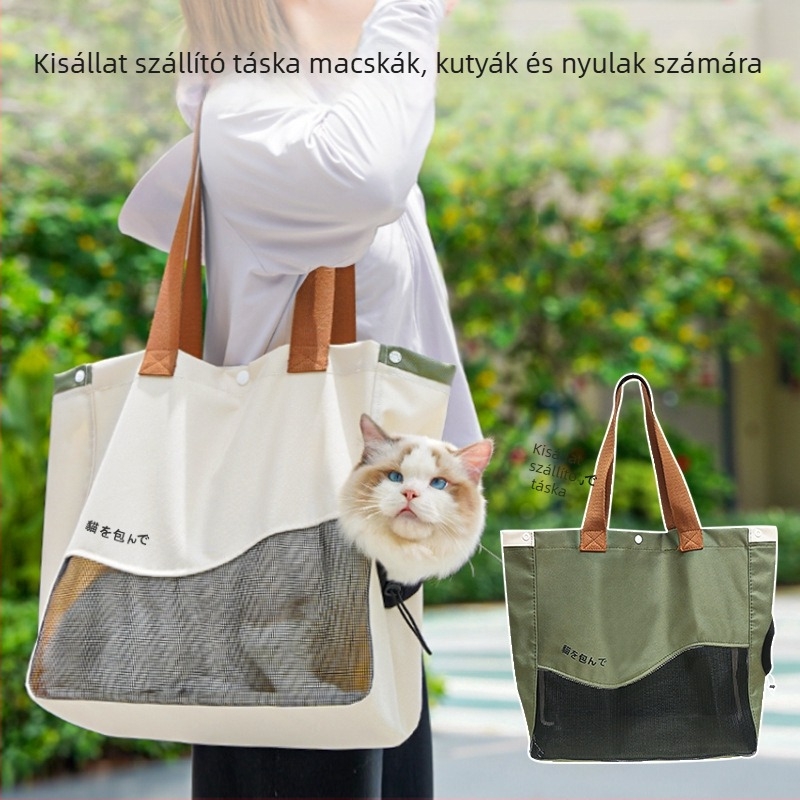 Macska- és kutyás háziállat-táska, állítható vállpánttal, nagy kapacitású, utazáshoz ideális