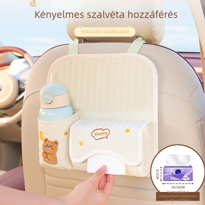 Autóülés hátsó tárolótáska, textil anyagú, 2000 ml, testreszabható, fogantyúval, függő dizájn
