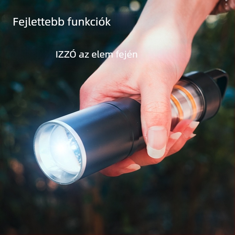 Tölthető kültéri zseblámpa – multifunkcionális, robbanásbiztos, optikai zoom, 200–500 m hatótávolság