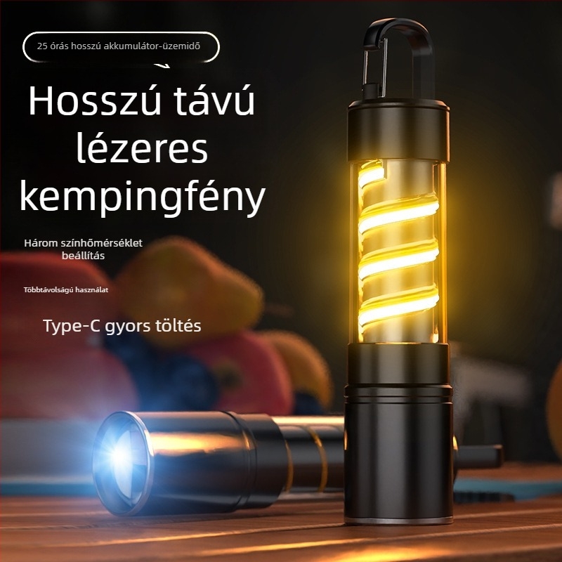 Tölthető kültéri zseblámpa – multifunkcionális, robbanásbiztos, optikai zoom, 200–500 m hatótávolság