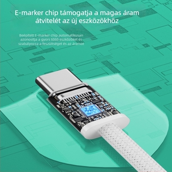 USB-C típusú szövött gyors töltőkábel, 1–2 m, egyfejű csatlakozó