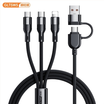 PD240W többportos gyors töltőkábel Lightning/Micro USB/Type-C - 1-2 m, 2-3 kimenet, szövött kábel