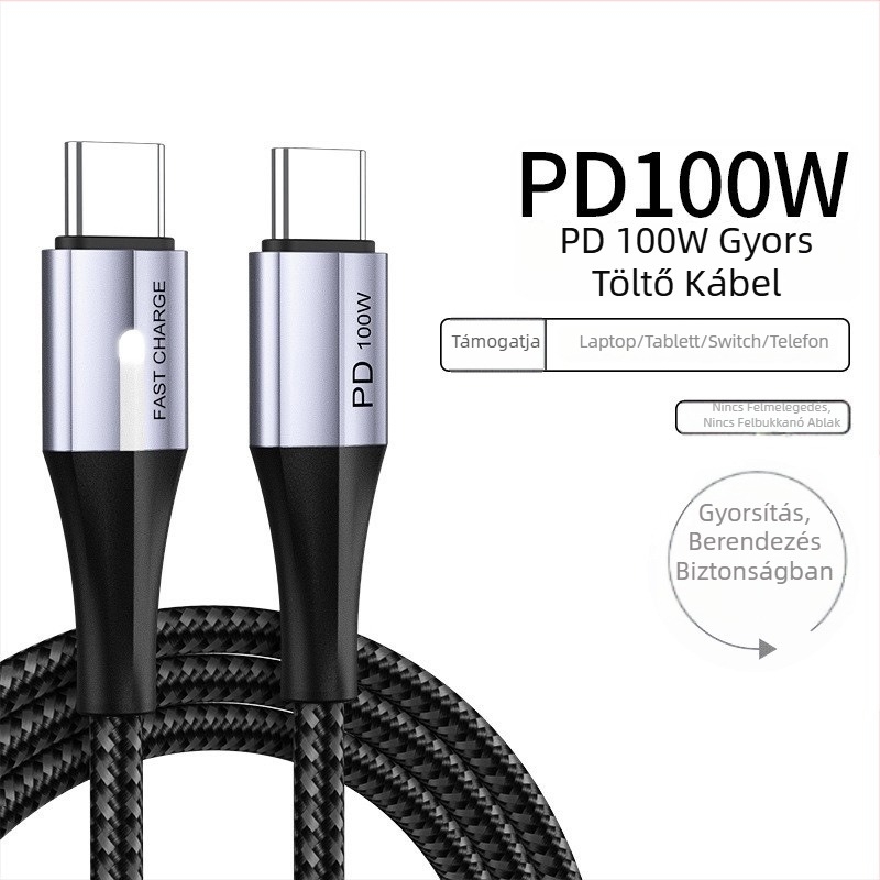PD100W Type-C adatkábel gyors töltéssel, kompatibilis Apple Mac számítógépekkel, iPadokkal, Huawei, Xiaomi