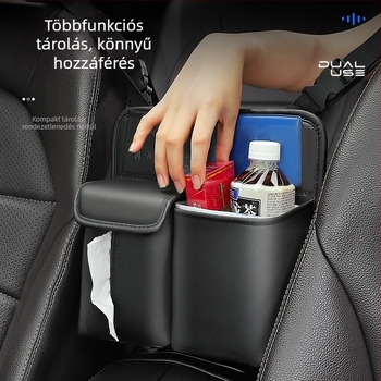 Bőrből készült autóülés középső tároló táska, vízálló, testreszabható logóval, 3000 ml kapacitás