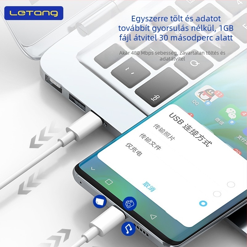 USB-C gyors töltőkábel iPhone 15/16 Pro számára, 20W PD, 0,5–1 m, TPE anyag