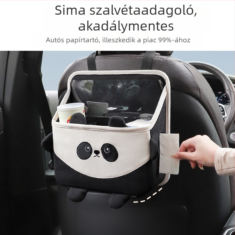 Autóülés hátulsó tárolótáska - pamut anyag, multifunkcionális tárolás, kézi fogantyúval, száraz–nedves elválasztás