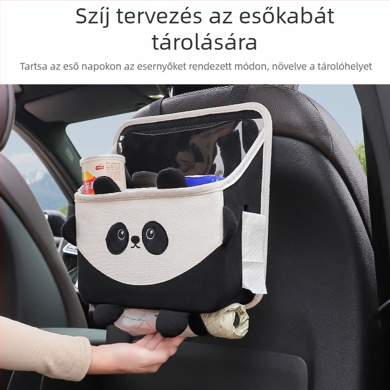 Autóülés hátulsó tárolótáska - pamut anyag, multifunkcionális tárolás, kézi fogantyúval, száraz–nedves elválasztás