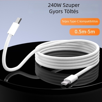 PD240W USB-C Gyors töltésű adatkábel — Hálós kivitel, maximális 30W, Type-C interfész