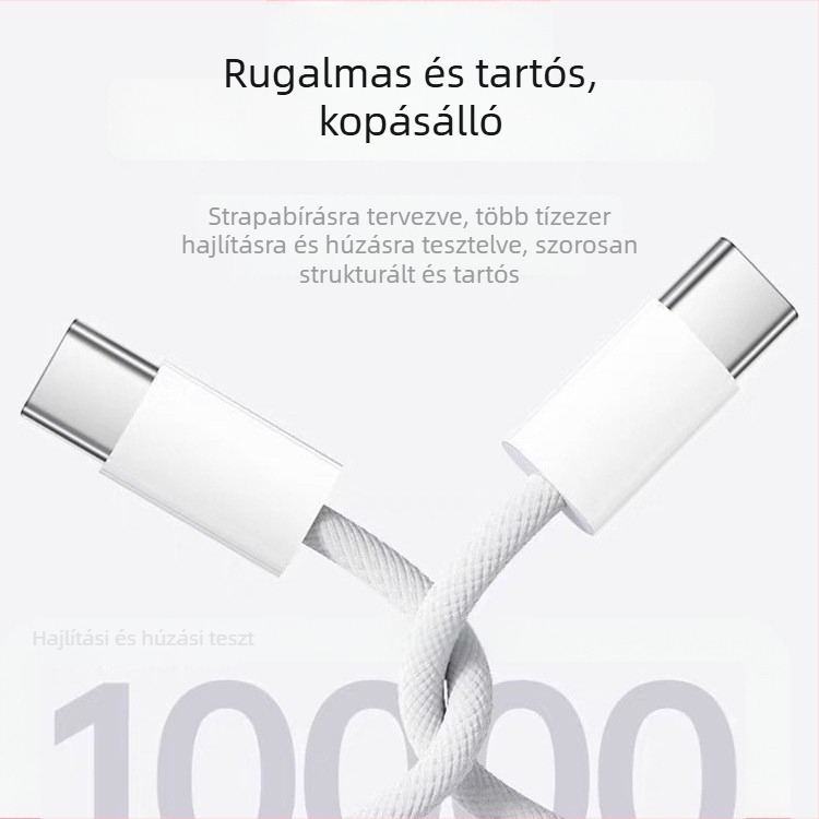 iPhone 15 USB-C gyors töltésű adatkábel, 1–2 m, szőtt dizájn, USB-C csatlakozó, 60W