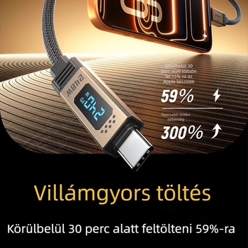 USB-C adatkábel 240W-os gyors töltés digitális kijelzővel (USB 2.0)