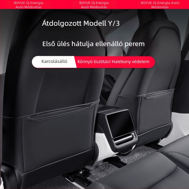 Hátsó ülésekhez illeszkedő védőpad Tesla Model Y és Model 3 számára — piszok elleni védelem, belső kiegészítő — Boyue