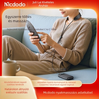 Type-C töltőkábel nyakpánttal telefonhoz, tablethez és notebookhoz — 100W gyors töltés, egyfejű csatlakozó, alumínium-ötvözet/nylon/szilikon konstrukció