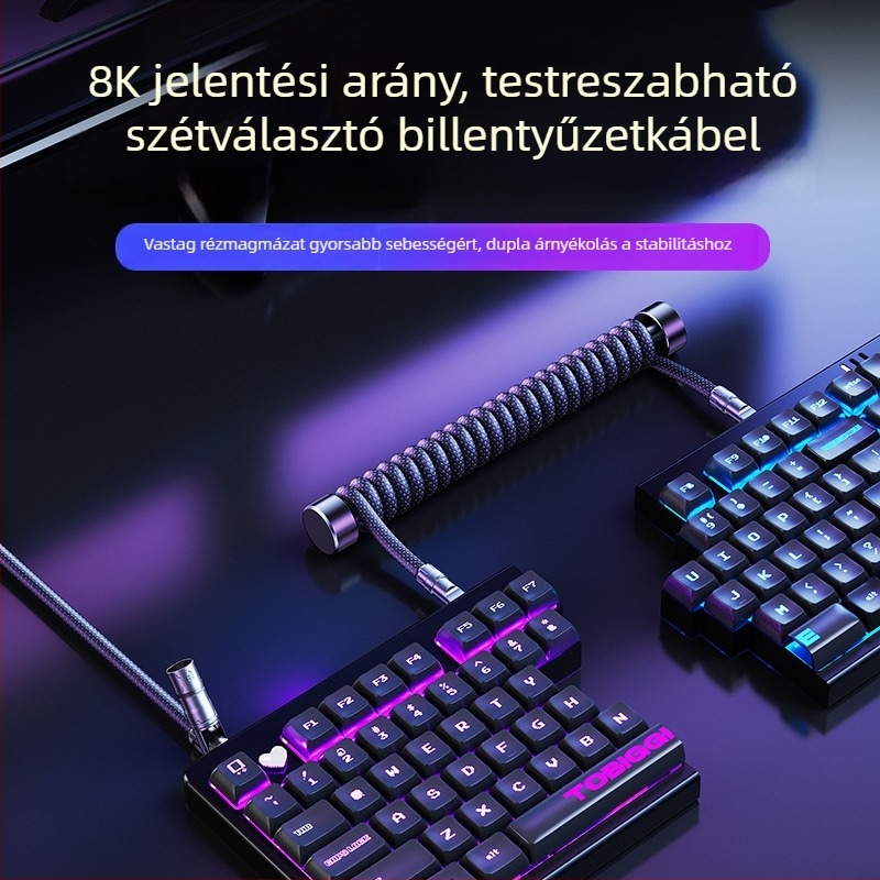 PaiFan 06088 USB 3.0 szőtt billentyűzetkábel, felosztó 1–2 Type-C porttal, mágneses tengely, OEM adatkábel