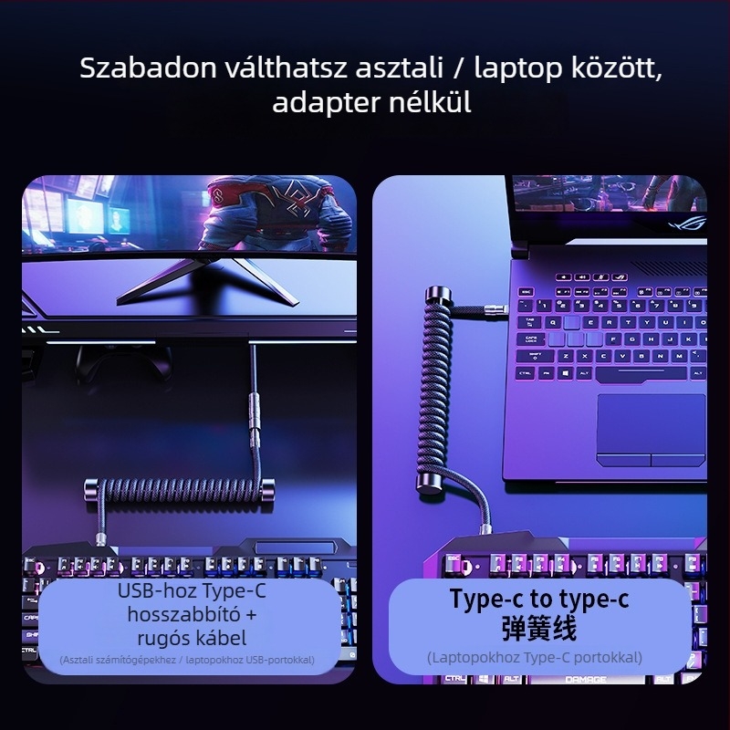 PaiFan 06088 USB 3.0 szőtt billentyűzetkábel, felosztó 1–2 Type-C porttal, mágneses tengely, OEM adatkábel