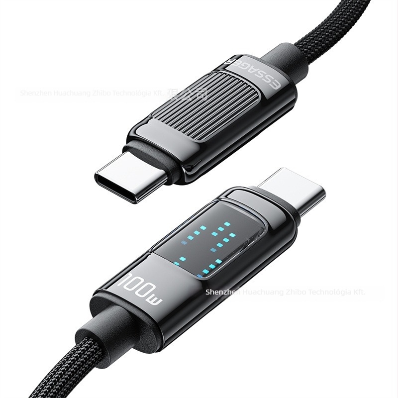 ESSAGER USB Type-C to Type-C 100W PD gyorstöltéshez, telefonhoz, tabletához és laptophoz, 1–2 m hosszú
