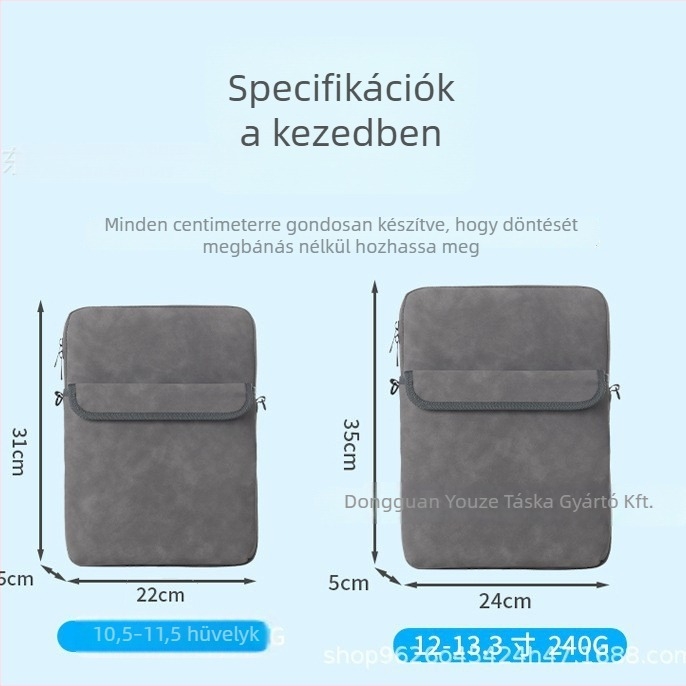 Keresztbody tabletáska nagy kapacitással, ütésálló és vízálló belső zsebbel; Anyag: PU; 13 hüvelykes számítógép méret; Belső: poliészter.