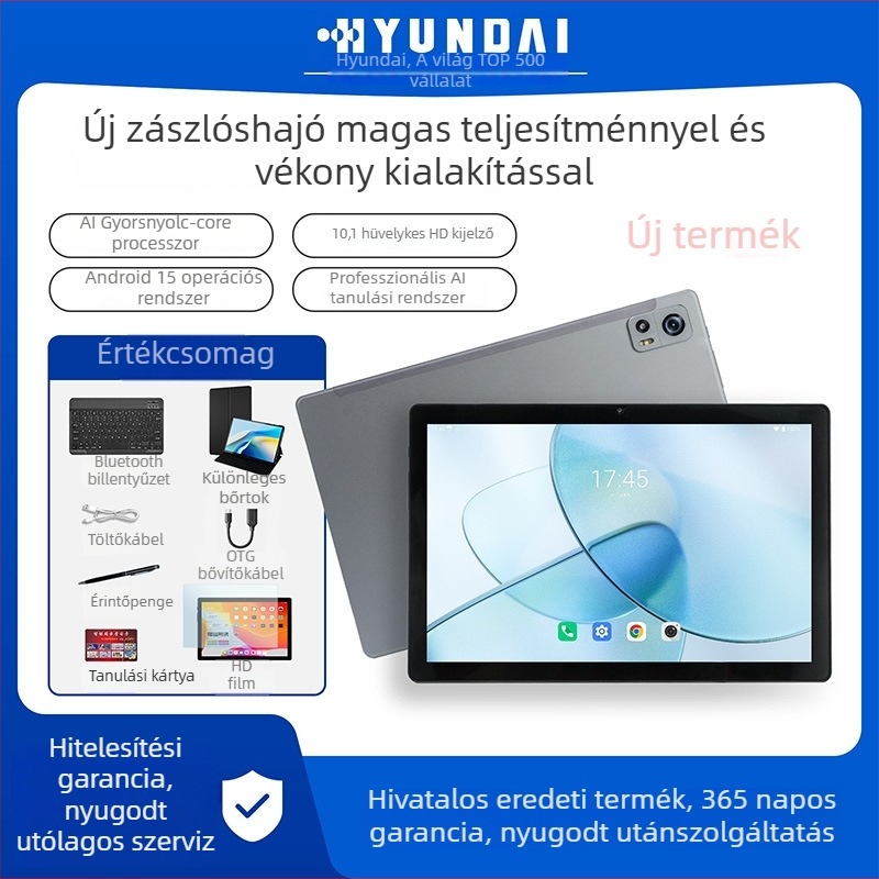 Hyundai Y108 Android tablet 10,1 hüvelyk, 4G, Wi‑Fi, Dual SIM, Bluetooth, Arcfelismerés, Gravitációs szenzor, Felhőalapú tanuló tablet