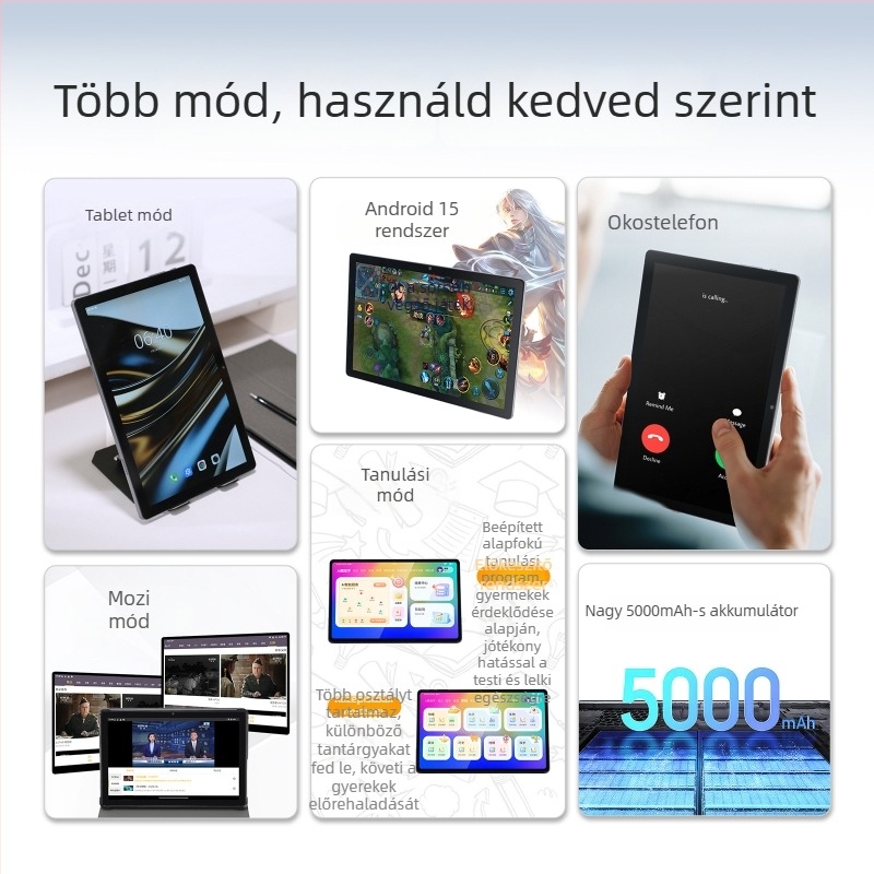 Hyundai Y108 Android tablet 10,1 hüvelyk, 4G, Wi‑Fi, Dual SIM, Bluetooth, Arcfelismerés, Gravitációs szenzor, Felhőalapú tanuló tablet