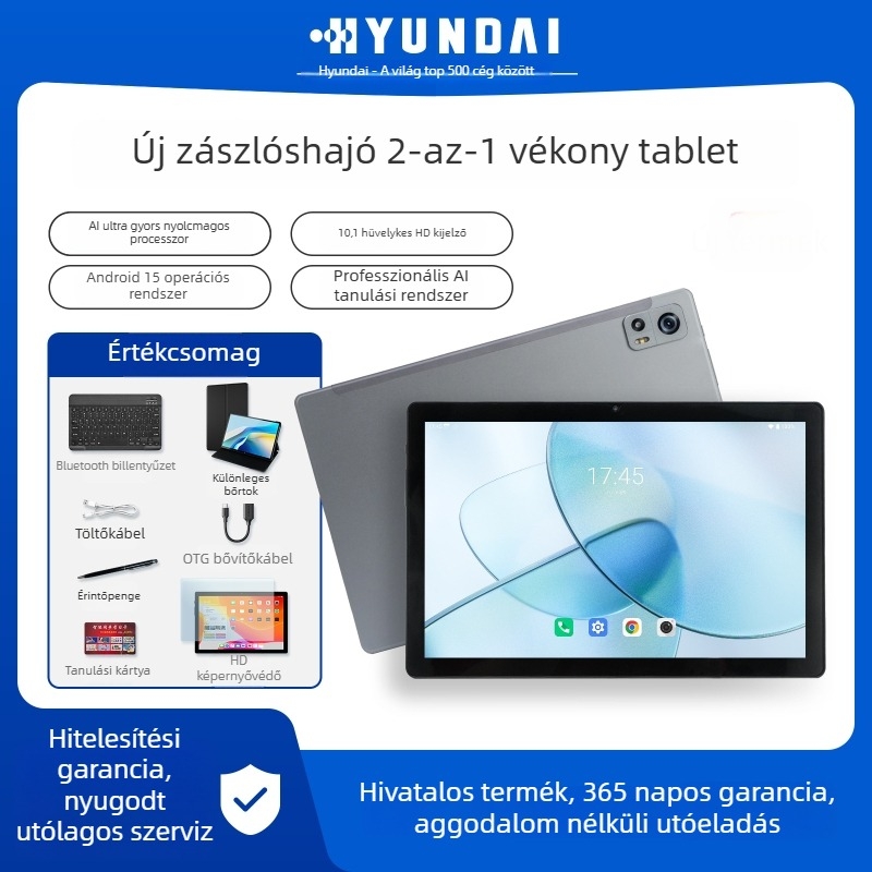 Hyundai Y108 Android tablet 10,1 hüvelyk, 4G, Wi‑Fi, Dual SIM, Bluetooth, Arcfelismerés, Gravitációs szenzor, Felhőalapú tanuló tablet