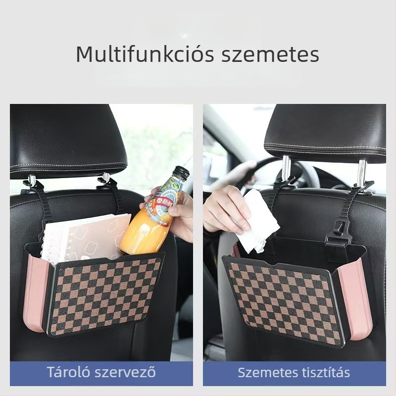 Összecsukható autóhátsó ülés tároló doboz, vízálló PU bőr, 2L kapacitás, univerzális szervező