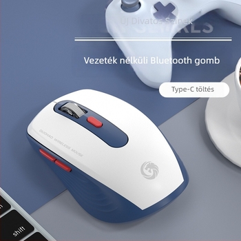 Vezeték nélküli egér kettős mód 2,4G + Bluetooth, 2000dpi, 6 gomb, töltőkábelről újratölthető