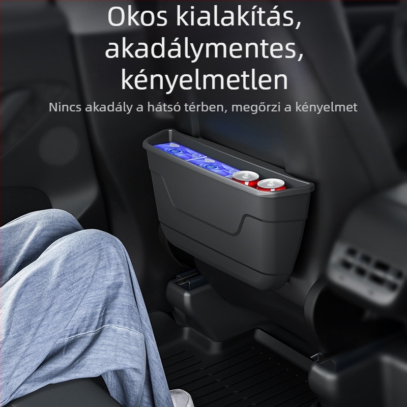 Valódi bőrből készült hátsó ülés tárolódoboz praktikus zsebbel, Tesla Model Y és Model 3 számára (új verzió)