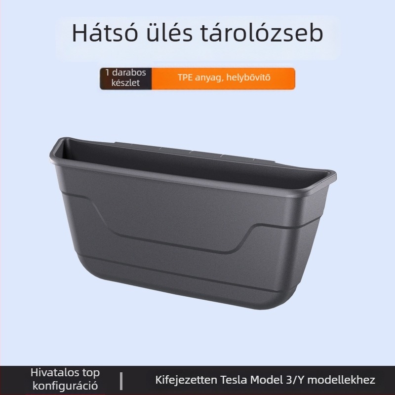 Valódi bőrből készült hátsó ülés tárolódoboz praktikus zsebbel, Tesla Model Y és Model 3 számára (új verzió)