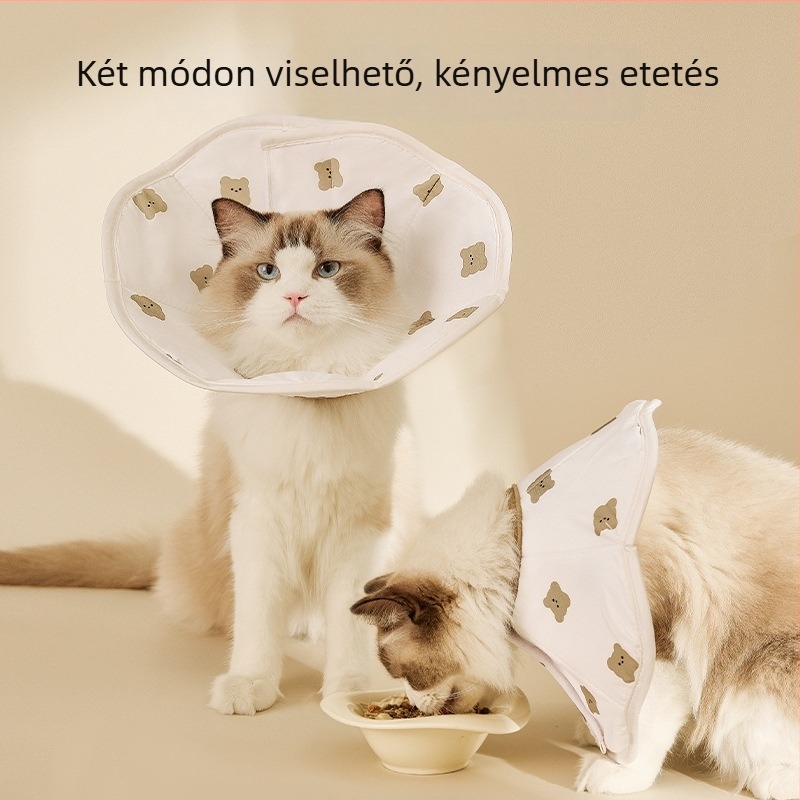 Elizabeth gallér macskák számára, szélesebb nyakvédő, Cartoon stílus, poliészter anyag, univerzális használat, anti-nyalogatás, anti-harapás, anti-szőrhullás