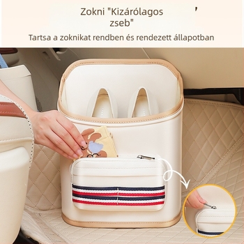 Bőr belső autóhátsó ülésre tervezett tároló doboz, 9600 ml kapacitás, vízálló és testreszabható, univerzális kompatibilitás