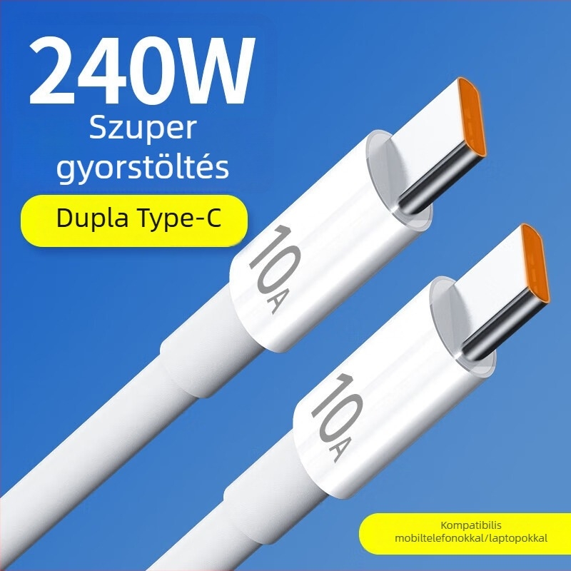 PD240W kétoldalú Type-C USB kábel Huawei/Honor telefonok és iPad tabletek gyors töltéséhez