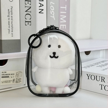 10 cm pamut baba tároló, átlátszó PVC kocka alakú táska – vidám medve-design – utazáshoz és kiállításhoz, porvédett
