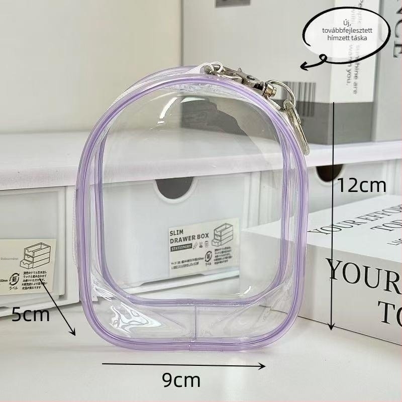 10 cm pamut baba tároló, átlátszó PVC kocka alakú táska – vidám medve-design – utazáshoz és kiállításhoz, porvédett