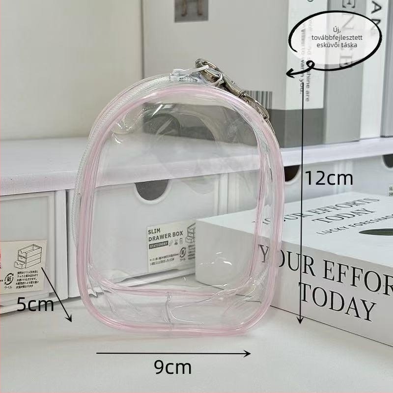 10 cm pamut baba tároló, átlátszó PVC kocka alakú táska – vidám medve-design – utazáshoz és kiállításhoz, porvédett