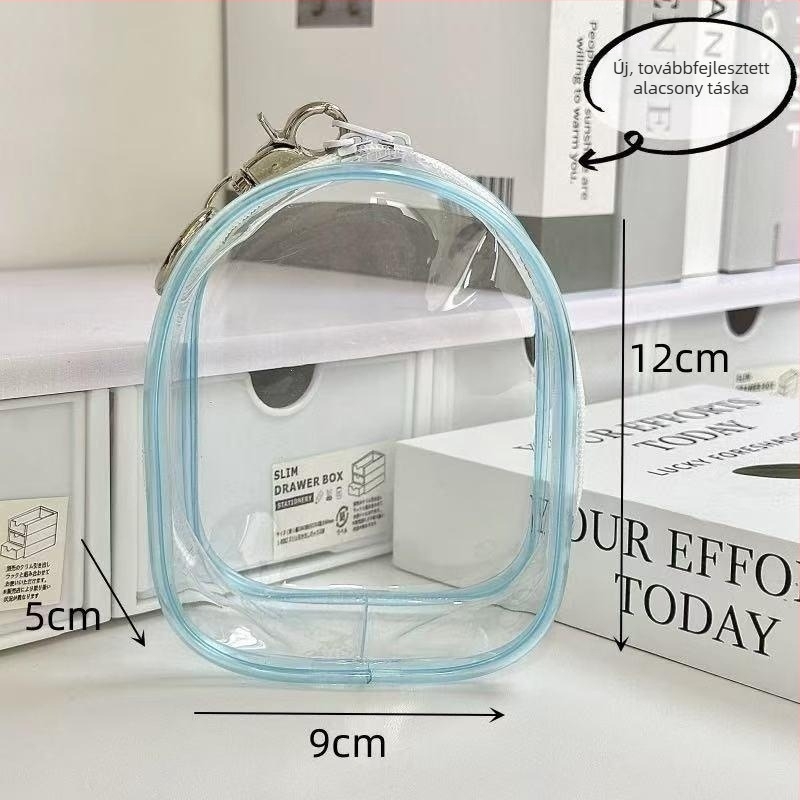 10 cm pamut baba tároló, átlátszó PVC kocka alakú táska – vidám medve-design – utazáshoz és kiállításhoz, porvédett